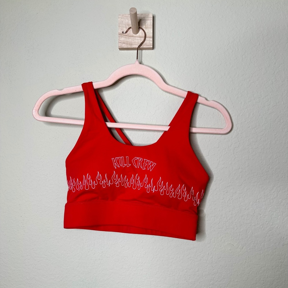Kill Crew Porrada Series Vol 1 Red Flame Graphic Strappy Back Sports Bra Small